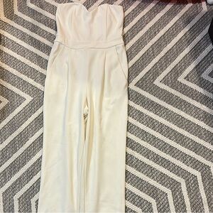 Elegant Cream Strapless Jumpsuit